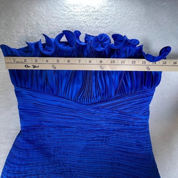 AMUR Cobalt Blue Strapless Pleated Cocktail Mini Dress Size 4 NWT $498 MSRP - Picture 14 of 14